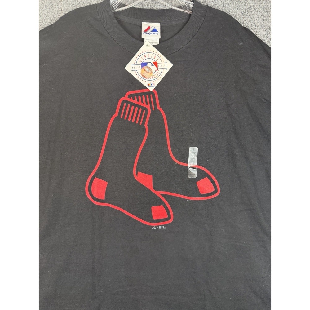 NWT Boston Red Sox Majestic Shirt Mens T-Shirt 2XL Black MLB Baseball Y2K - Picture 2 of 8